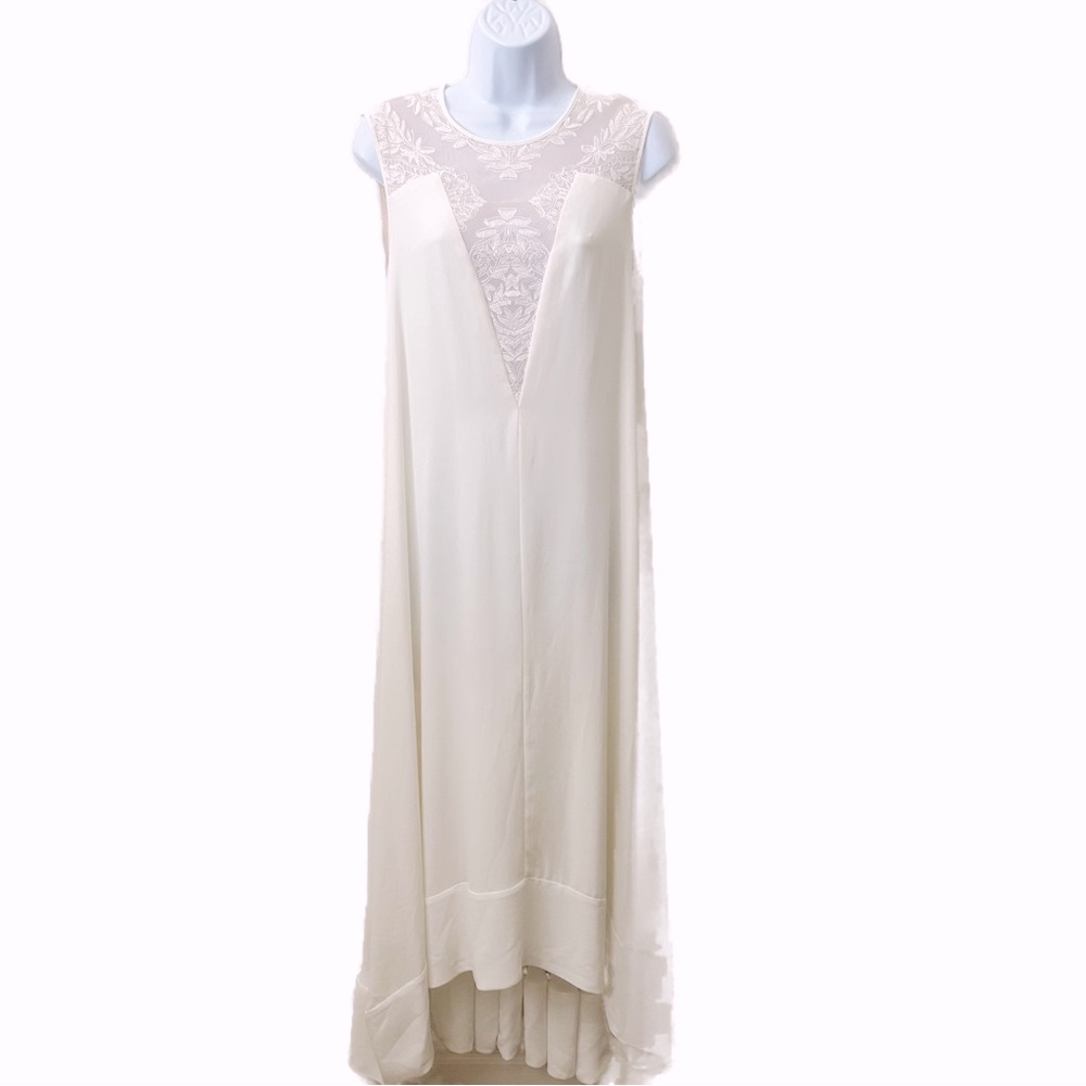 BCBG MaxAzaria, Denisa, High Low Lace Insert Maxi Dress Wedding Honeymoon
